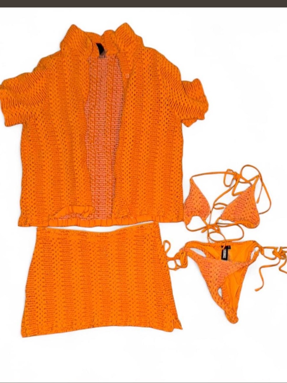 Triangl orange crochet set